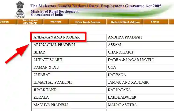 Andaman and Nicobar NREGA Job Card State Wise 2025