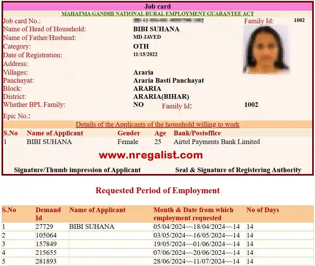 Bihar NREGA Job Card Online 2025
