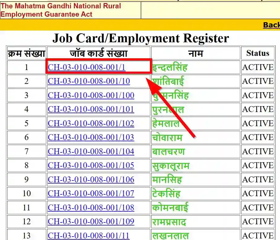 Chhattisgarh NREGA Job Card List 2025