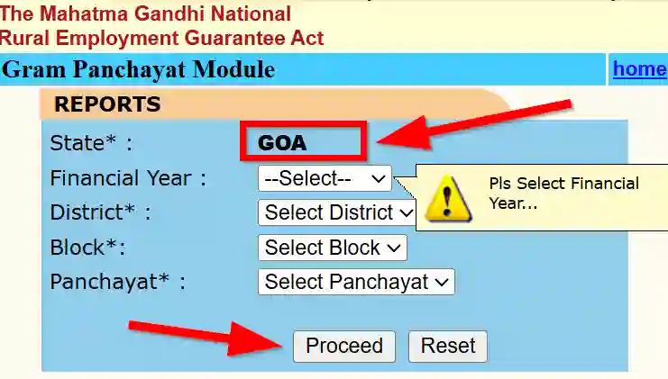 Goa NREGA Job Card Gram Panchayat Module 2025