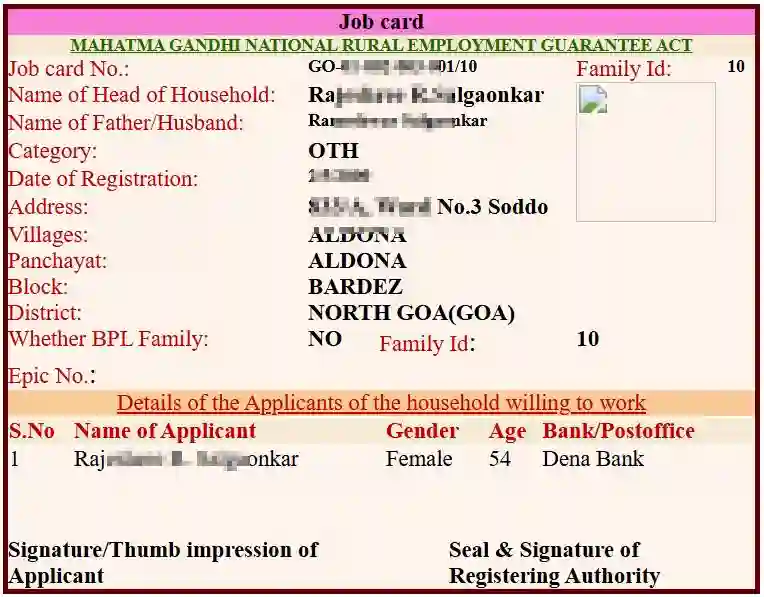 Goa NREGA Job Card Online 2025