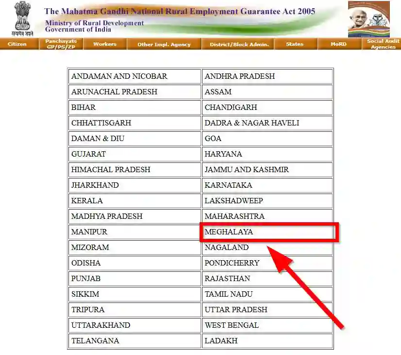Meghalaya NREGA Job Card State Wise 2025