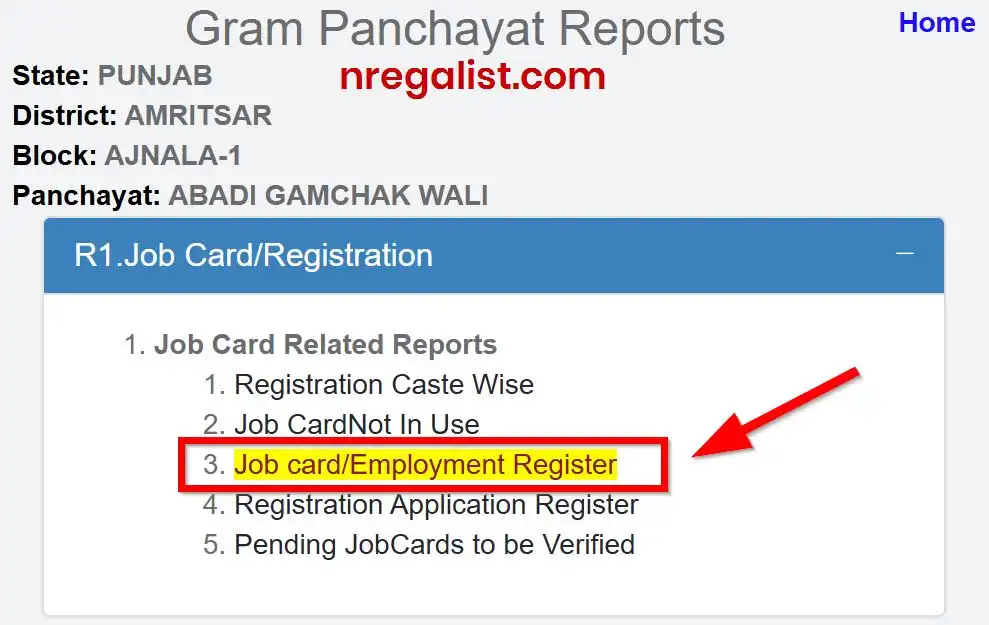 NREGA Job Card Registration Report 2025