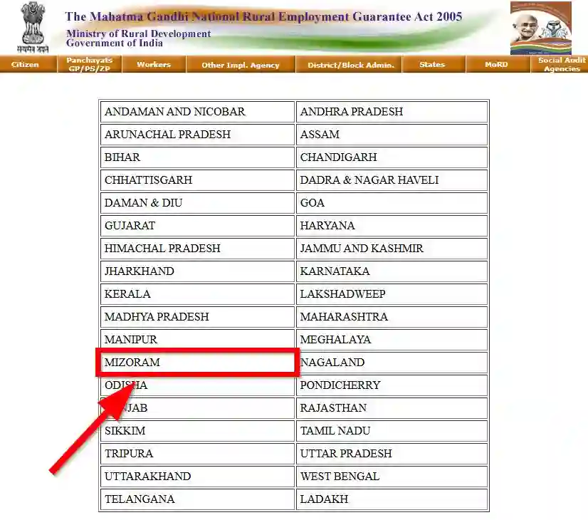 Mizoram NREGA Job Card State Wise 2025