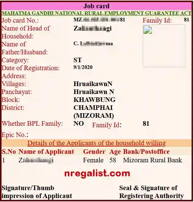 Mizoram NREGA Job Card Online 2025