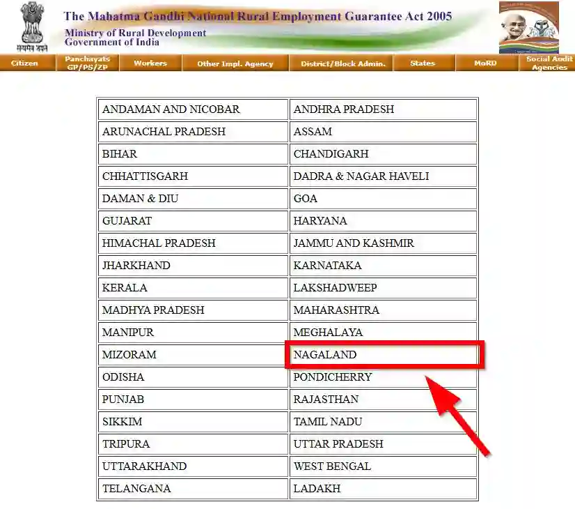 Nagaland NREGA Job Card State Wise 2025