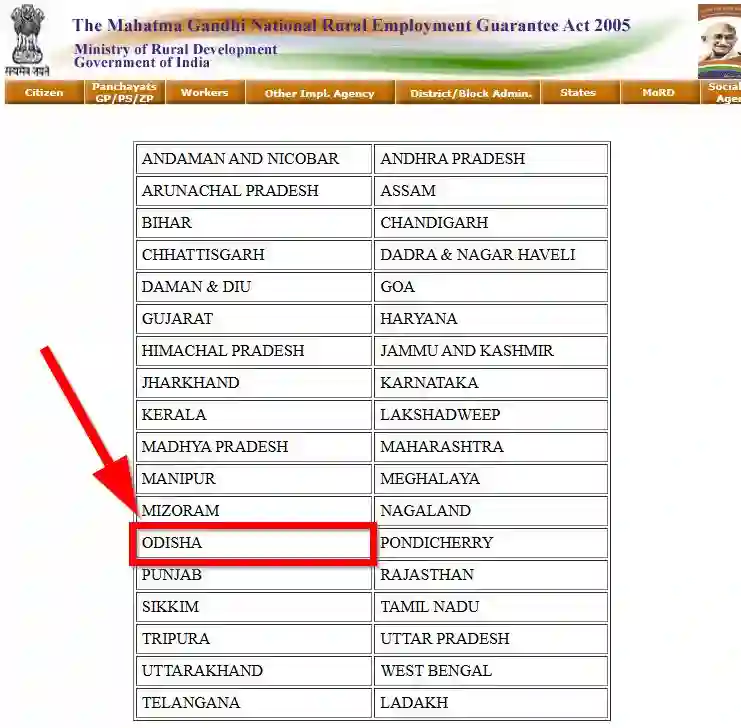 Odisha NREGA Job Card State Wise 2025