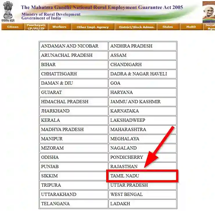 Tamil Nadu NREGA Job Card State Wise 2025