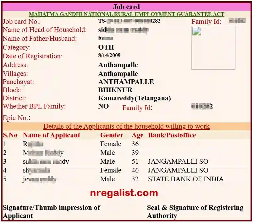 Telangana NREGA Job Card Online 2025