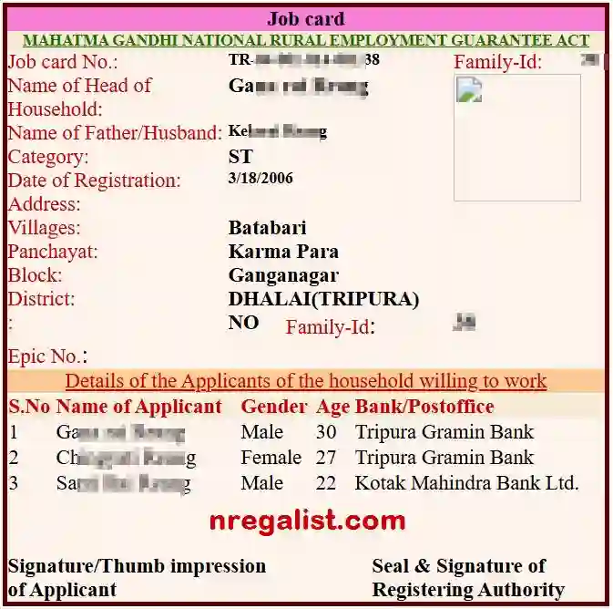 Tripura NREGA Job Card Online 2025